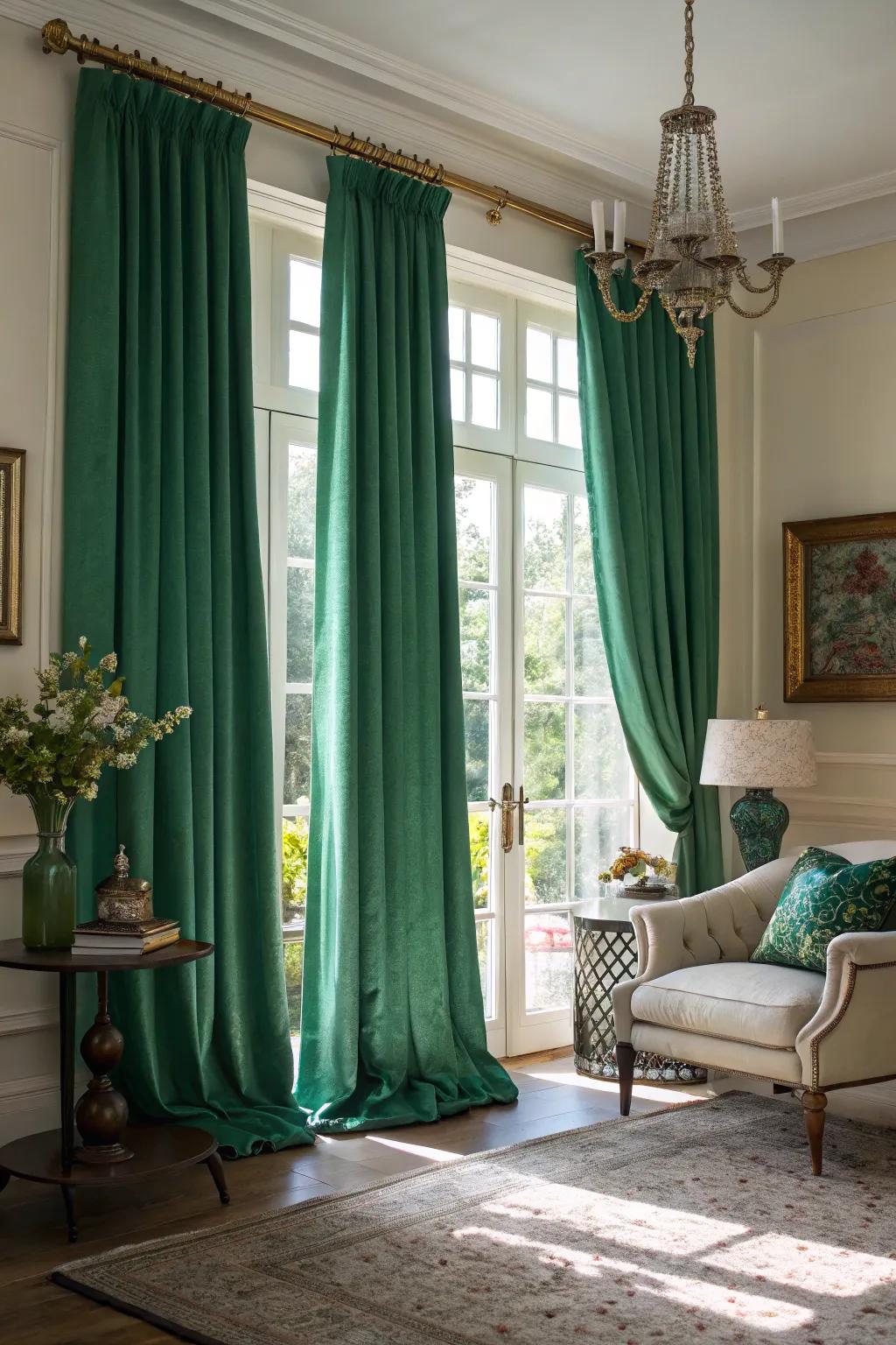 Verdant window covers frame the living space nicely.