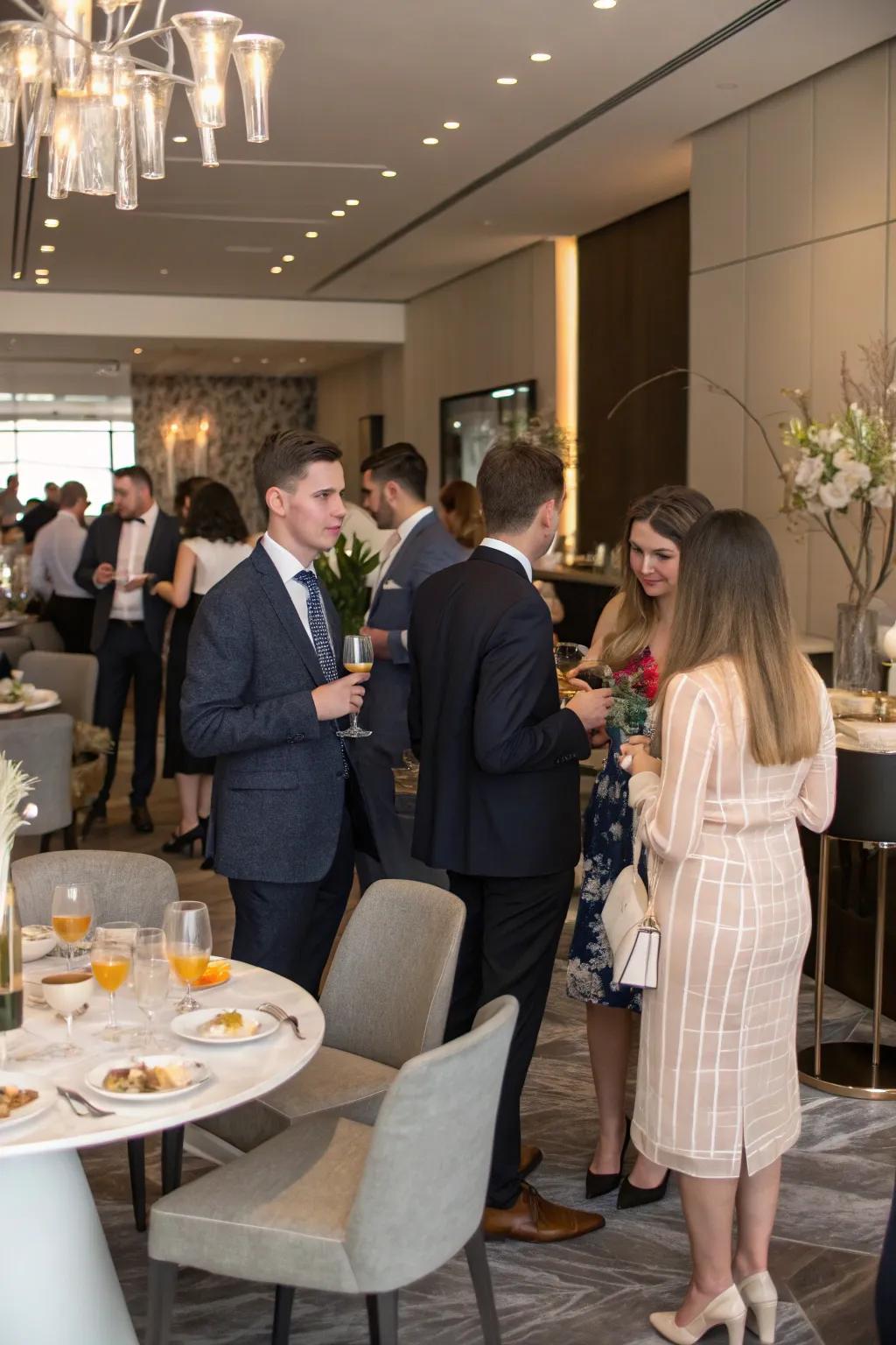 A theme-governed attire protocol that infuses a playful and cohesive component to the brunch.