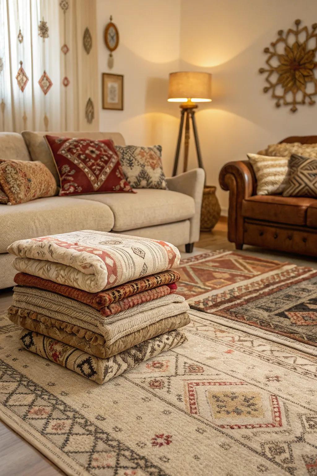 Layered feels craft an abundant and inviting space.