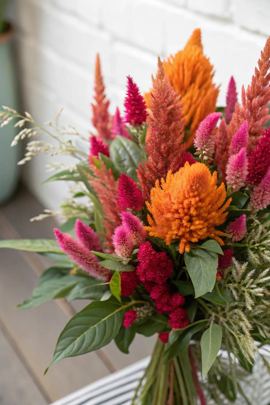 Celosia's bold colors and shapes make a daring statement.