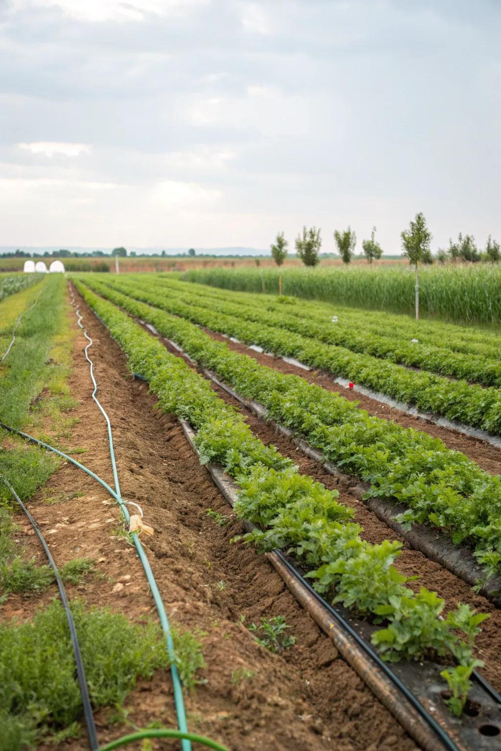 Moisture irrigation system ensuring water efficiency and healthy plant growth.
