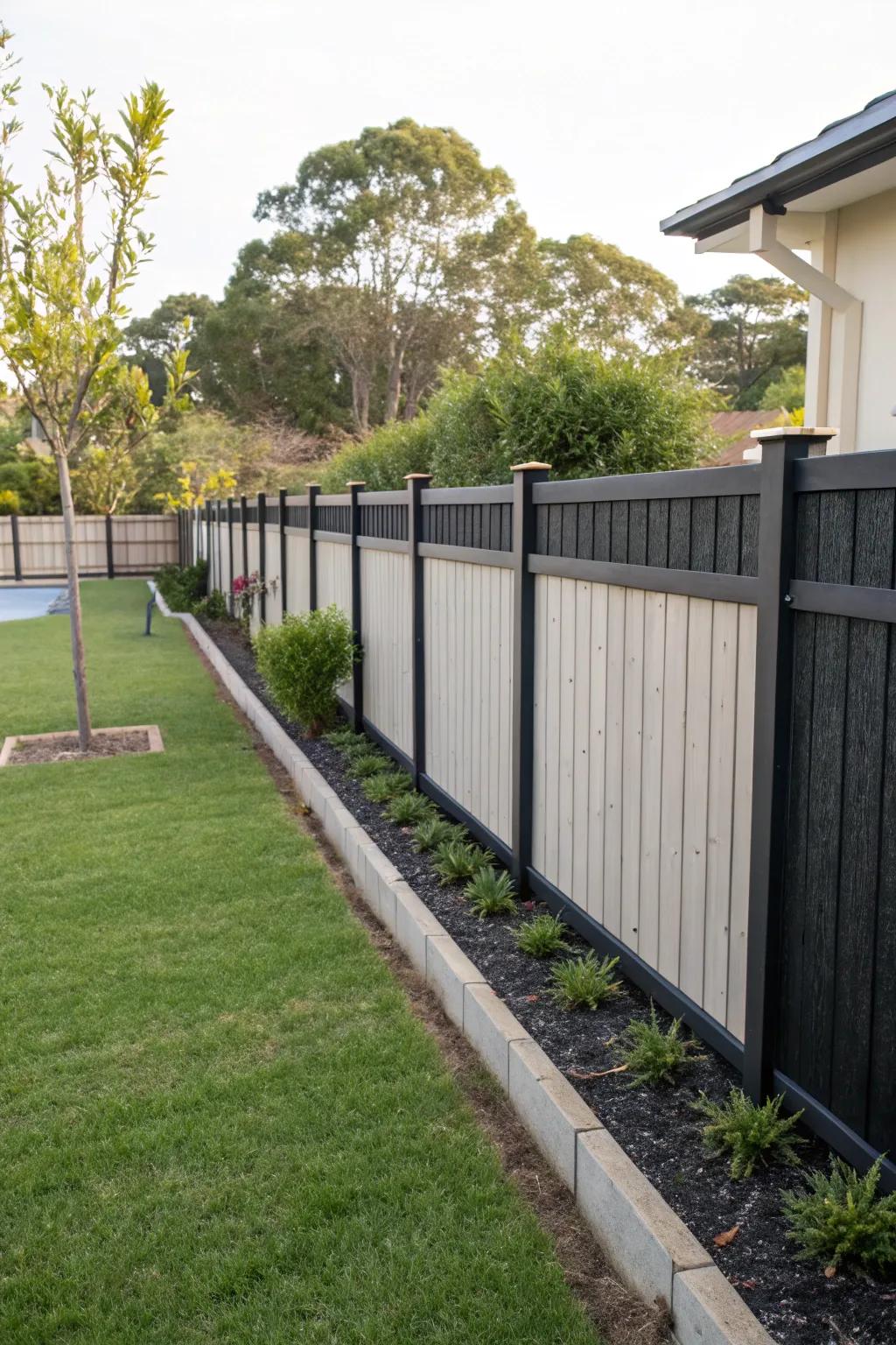 Recycled rubber edging is a contemporary and eco-conscious preference.