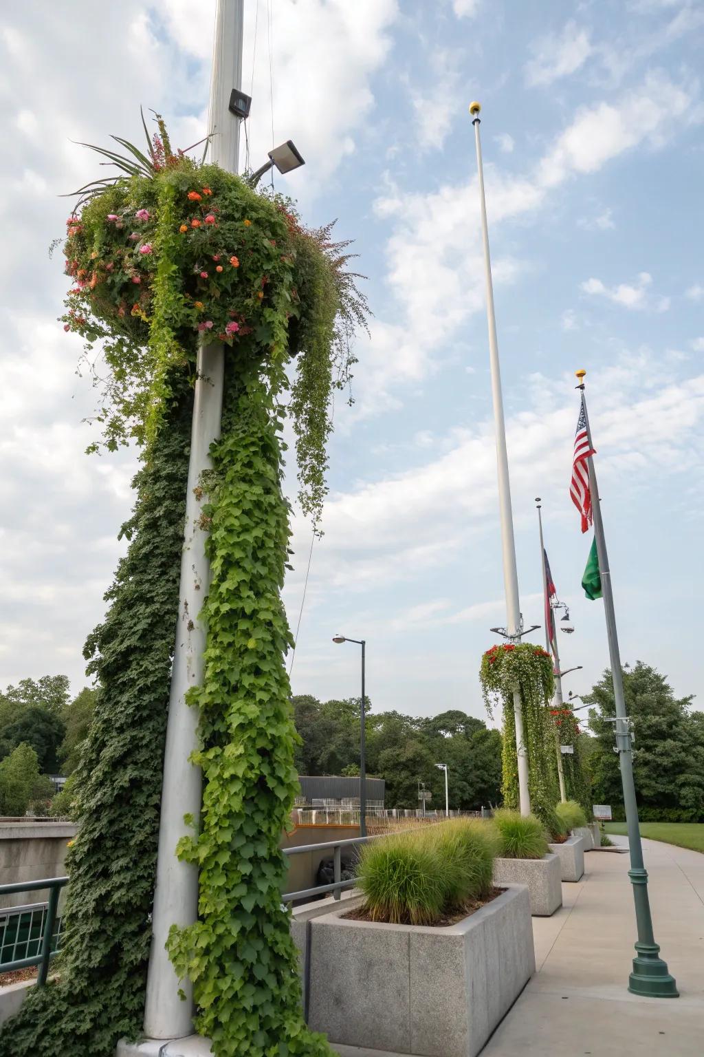 Skyward gardens maximize space and attach lush greenery.