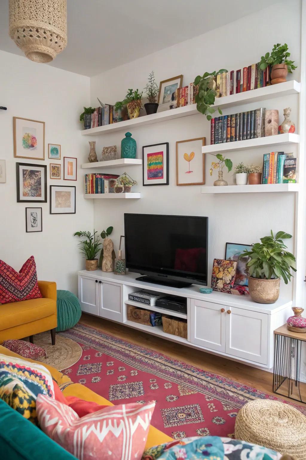 Mix decorations for a mixed style on your ledges.