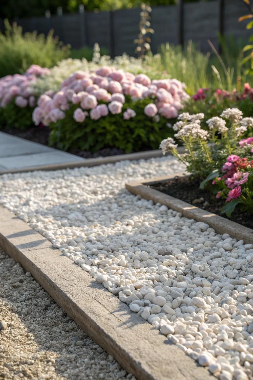 Elevate your garden's beauty with elegant gravel beds that enhance both drainage and aesthetics.
