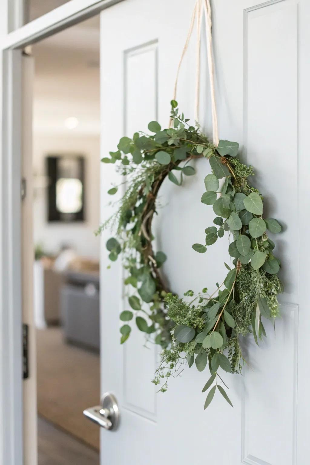 Simple charm shines with a foliage-focused wreath.