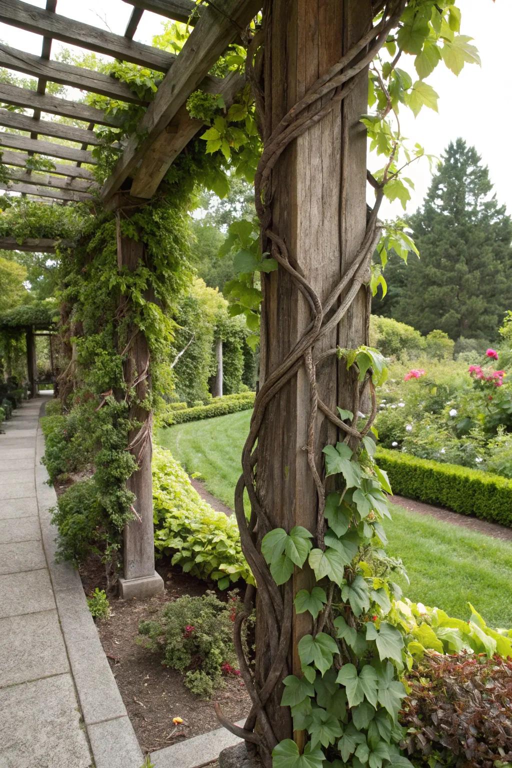 Climbing vines creating vertical garden beauty.