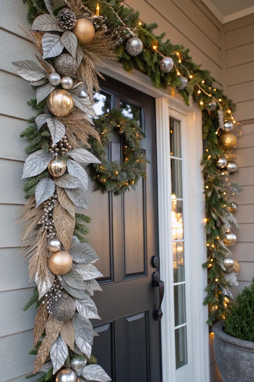 Metallic accents add a touch of glam to your garland.