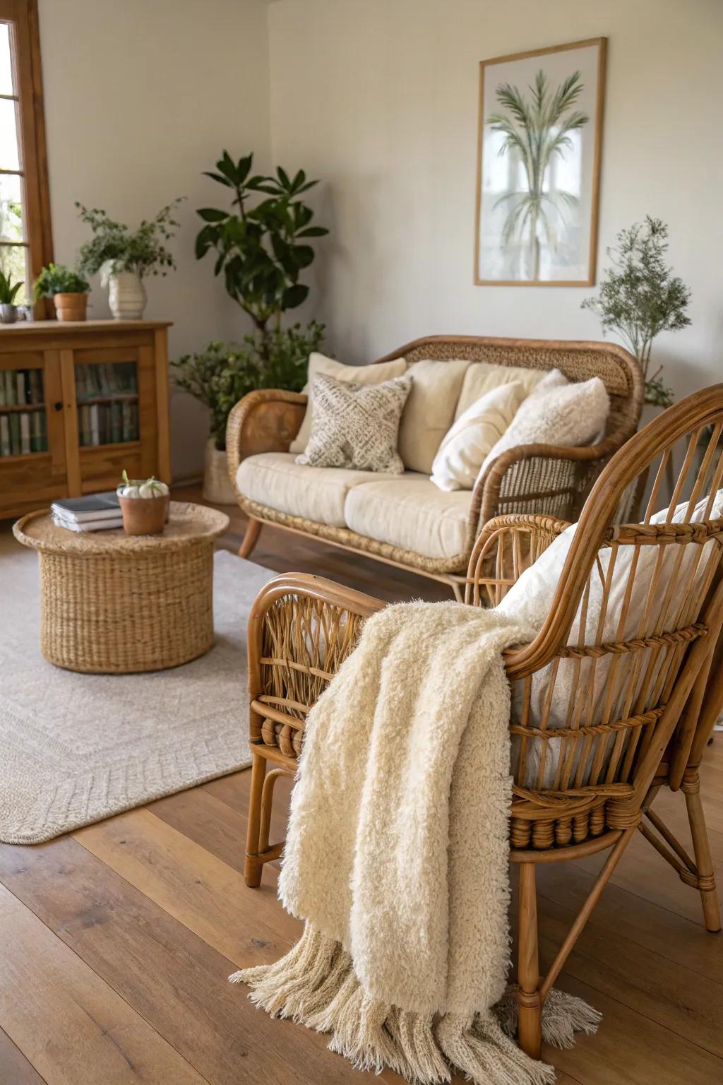 Organic textures bring warmth and depth to your front room.