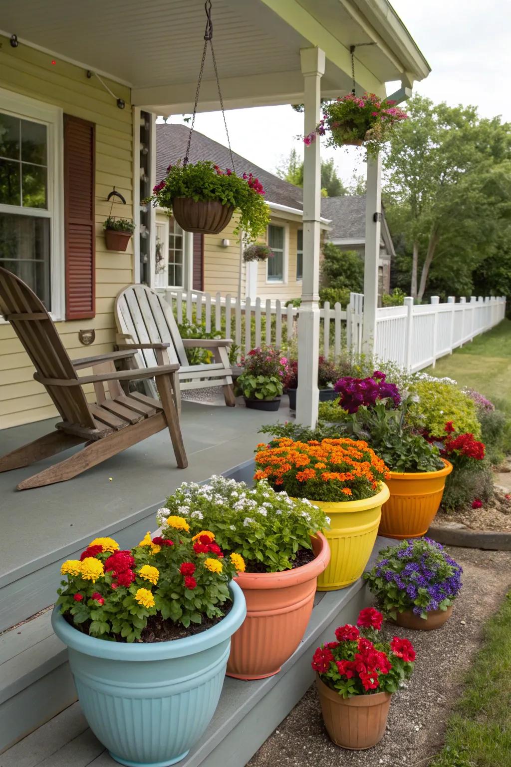 Container gardens create color, offering endless creative possibilities.