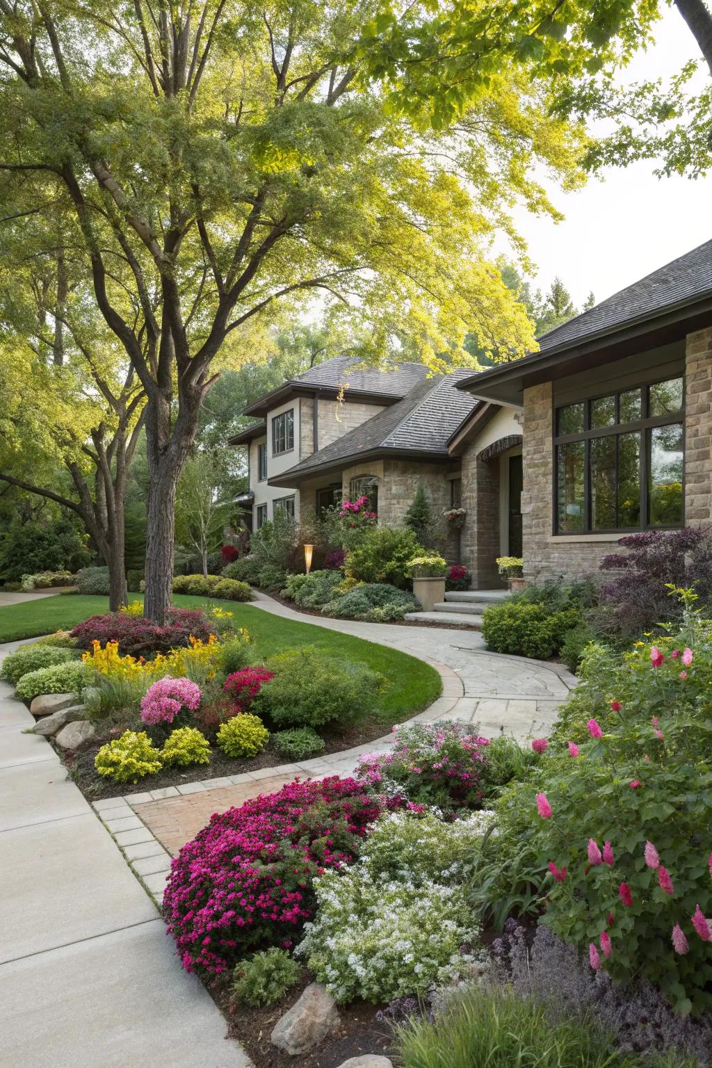 Dynamic landscaping enhances contemporary gardens with seasonal alterations.