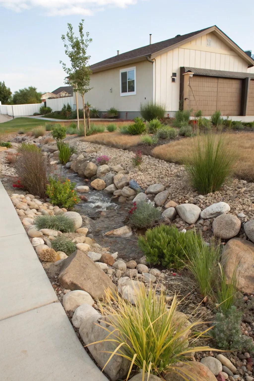 A water collection site managing water efficiently and attractively.