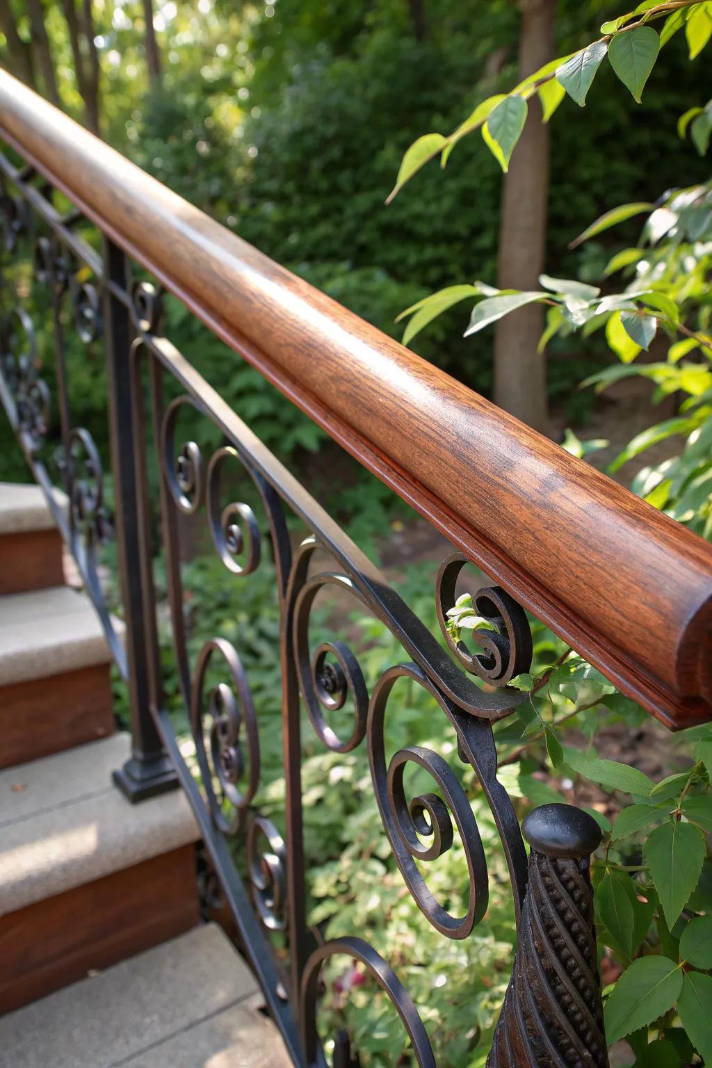 Elevate your garden with the bold charm of mixed material handrails.