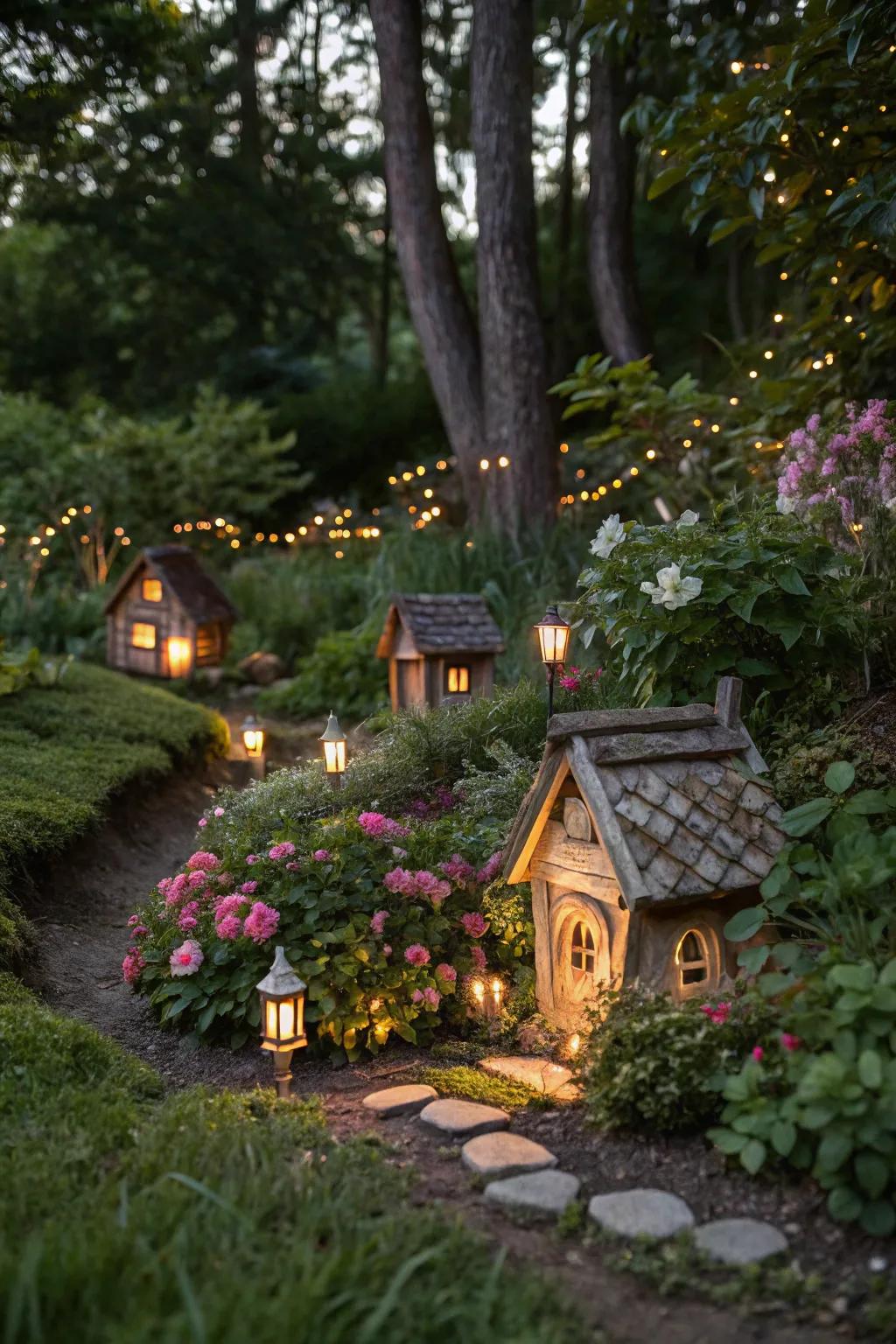 Convey fairy tale magic with solar pixie dwellings.