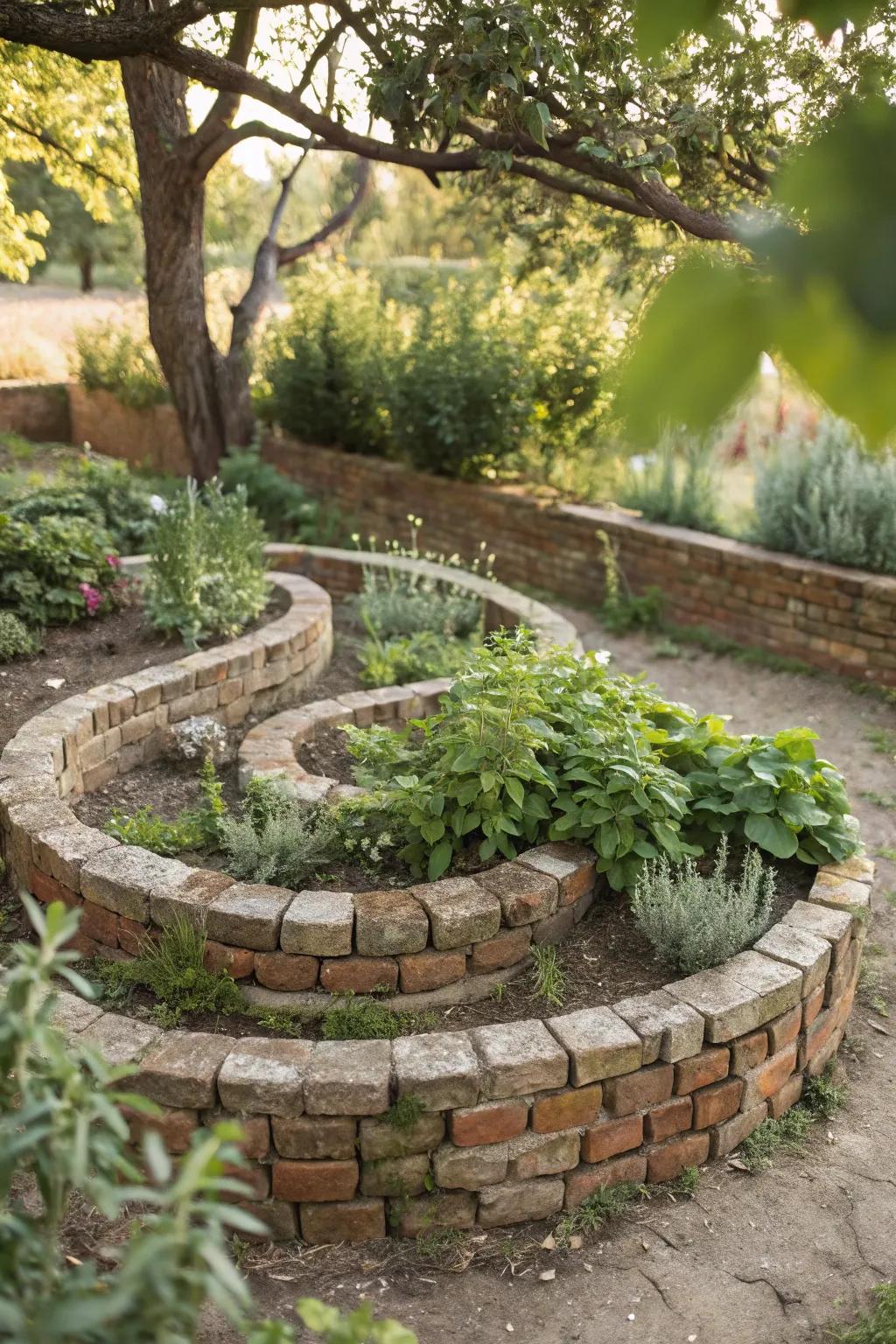 Herb whorl gardens offer a unique and practical planting solution.