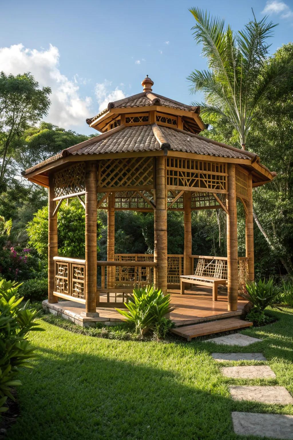 Craft your own eco-friendly retreat with a stunning bamboo gazebo, where sustainability meets style.