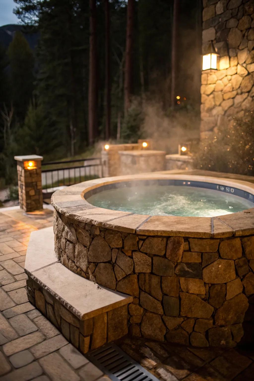 Stone walls provide rustic charm and robust privacy.