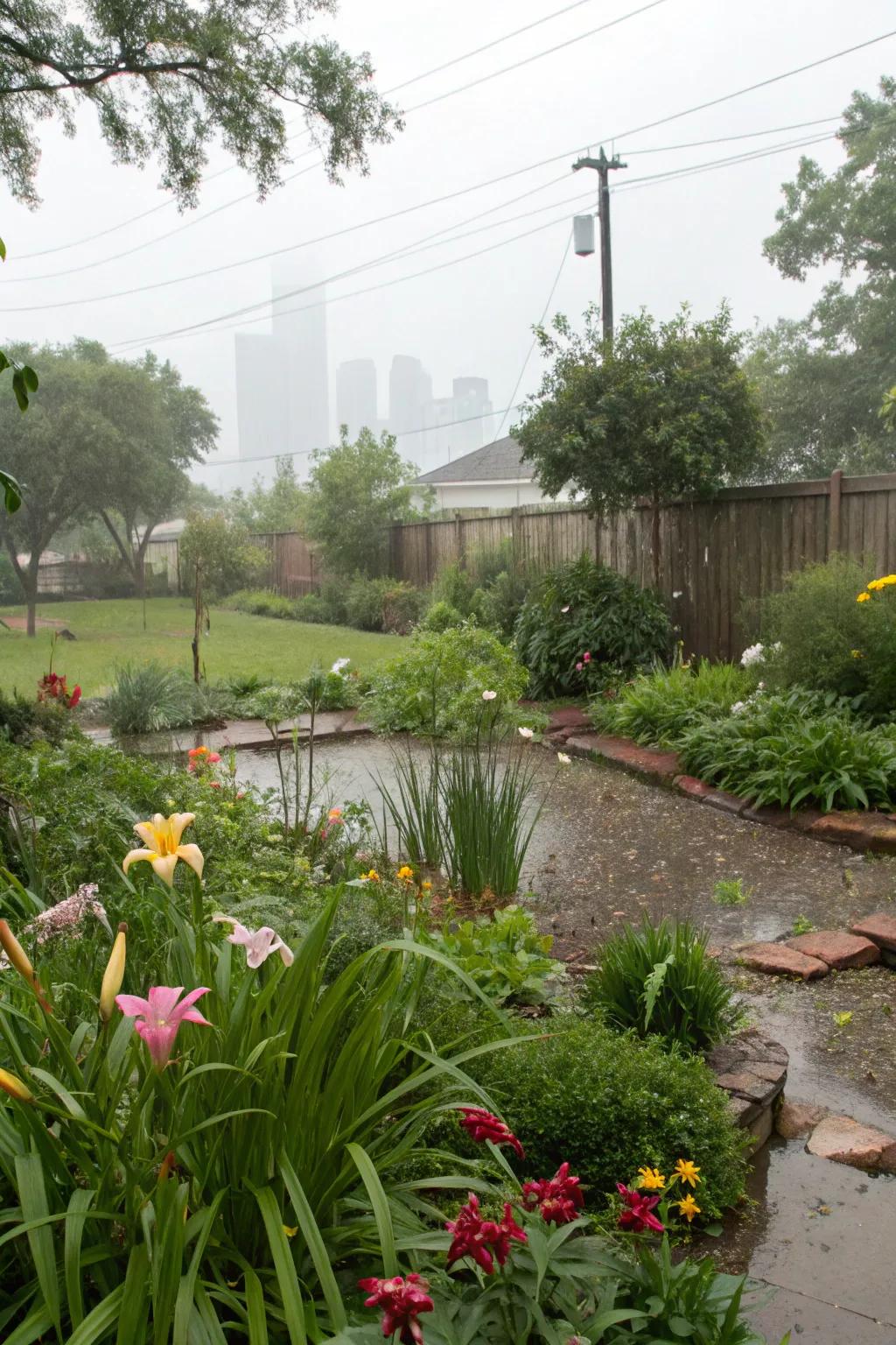 Rain gardens offer sustainable water management solutions.