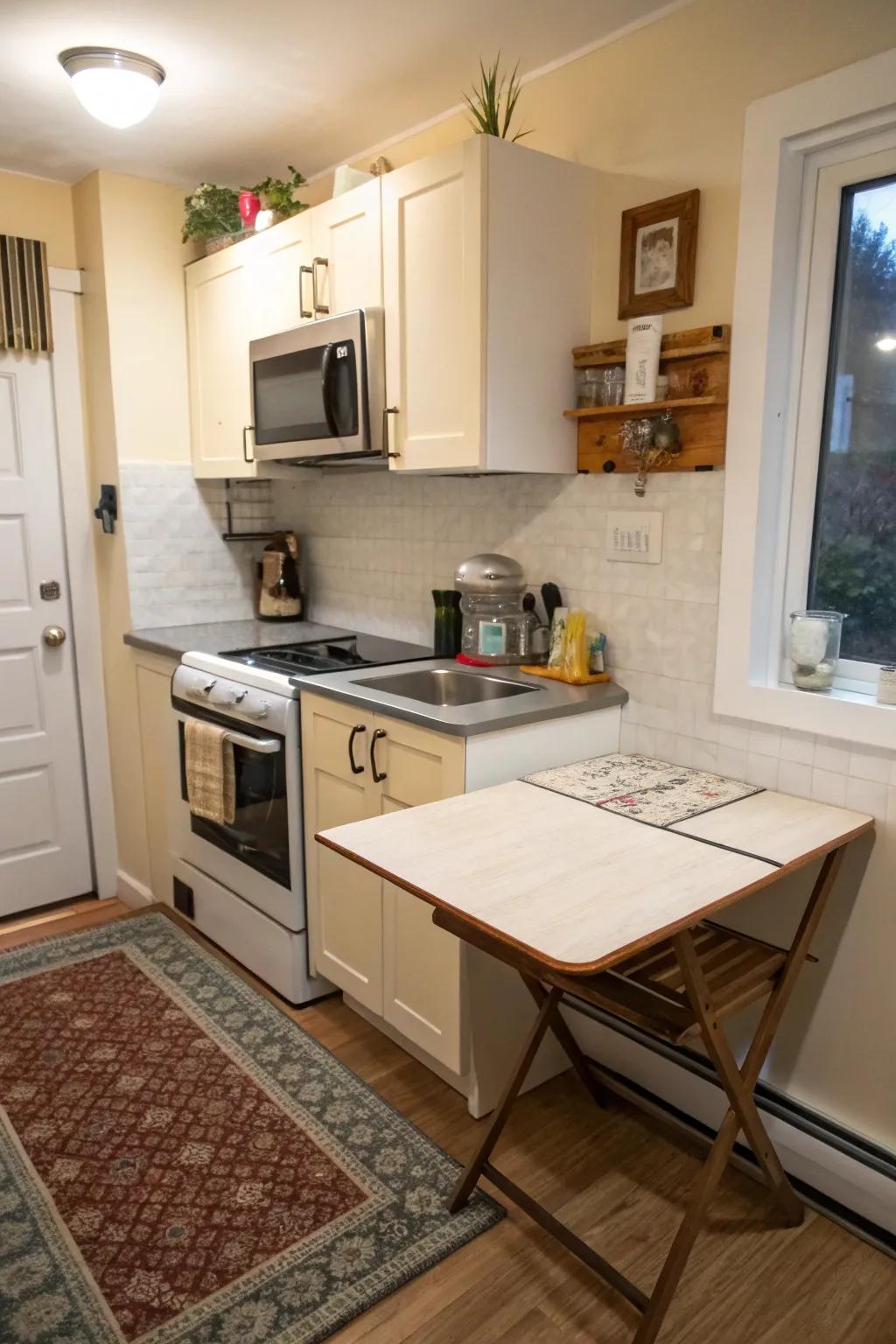 Tables that fold offer solutions for tight spaces.