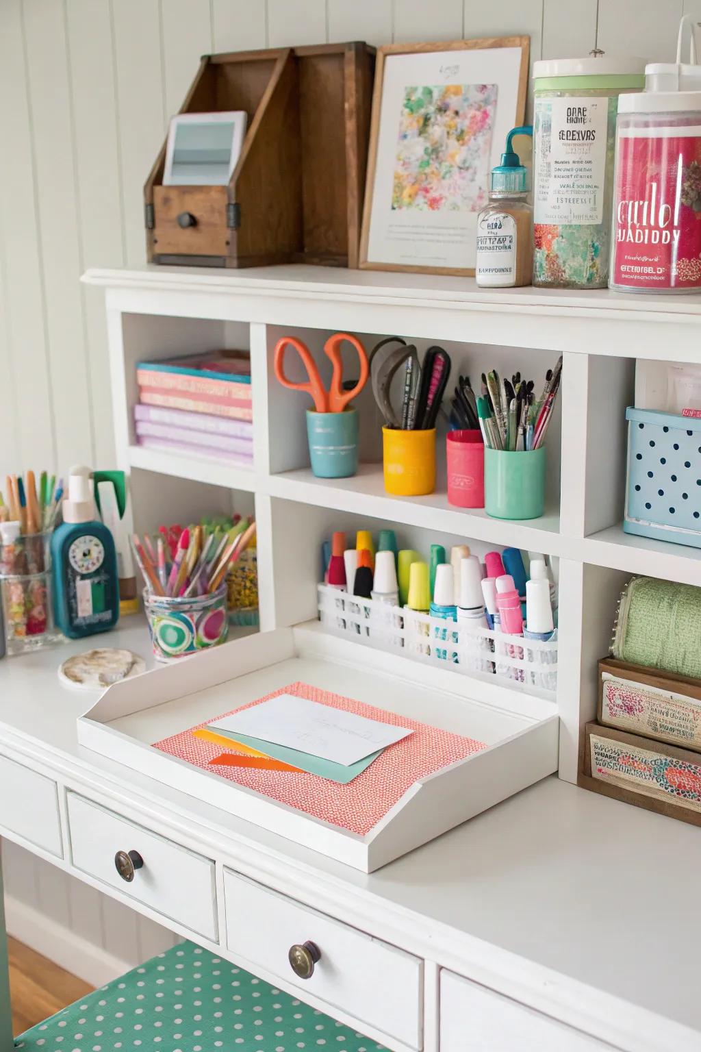 Unleash your creativity with a hutch top craft station.