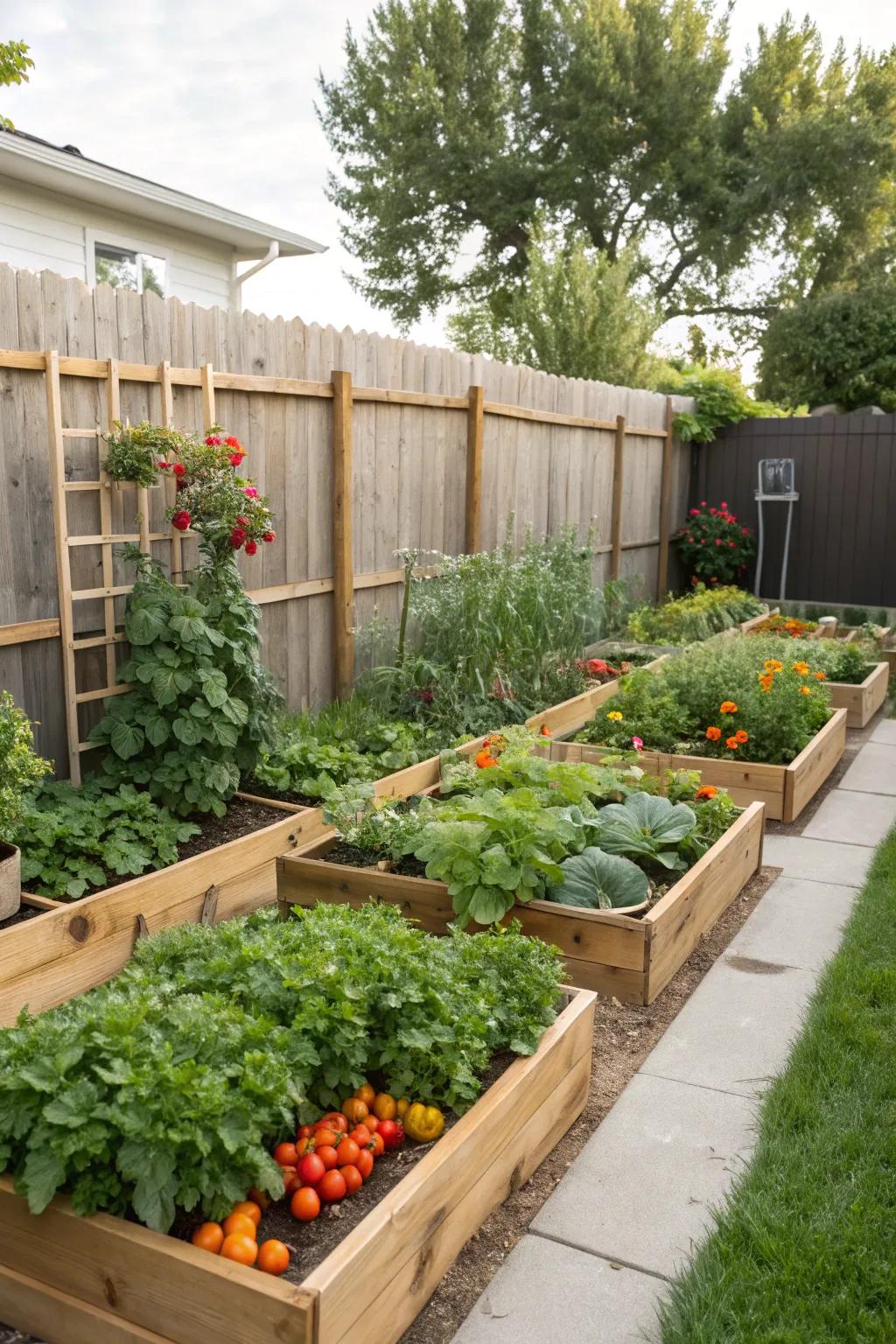 Elevated garden beds for a productive backyard harvest.