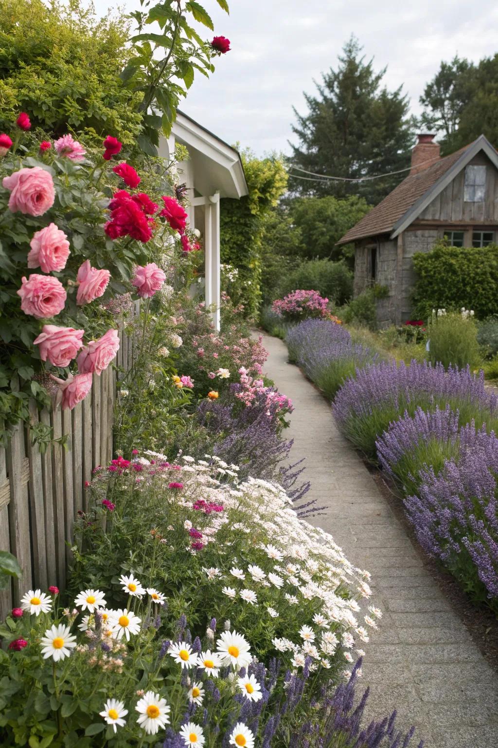 A garden-style corner offers timeless beauty and fragrance.