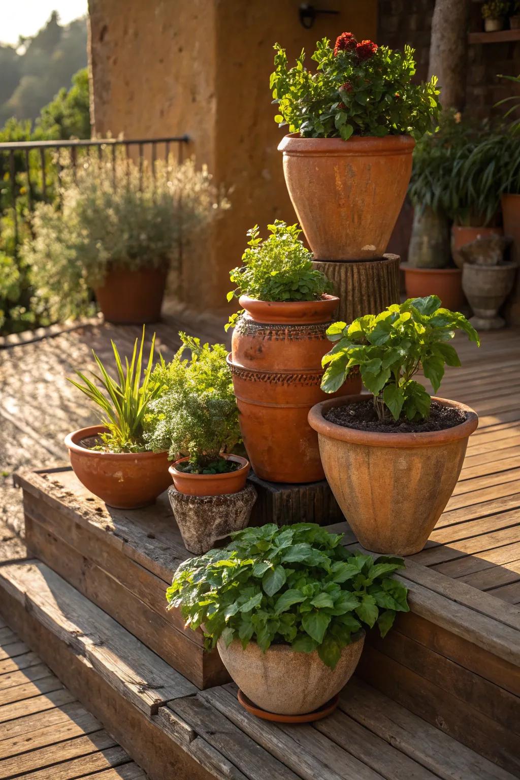 Elevate your outdoor space with a dynamic display of potted plants, perfect for the craftsmanship enthusiast.