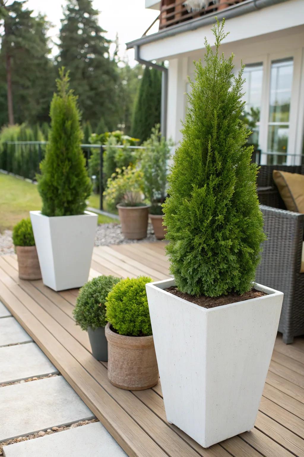 Container-grown arborvitae offer flexibility for every season.