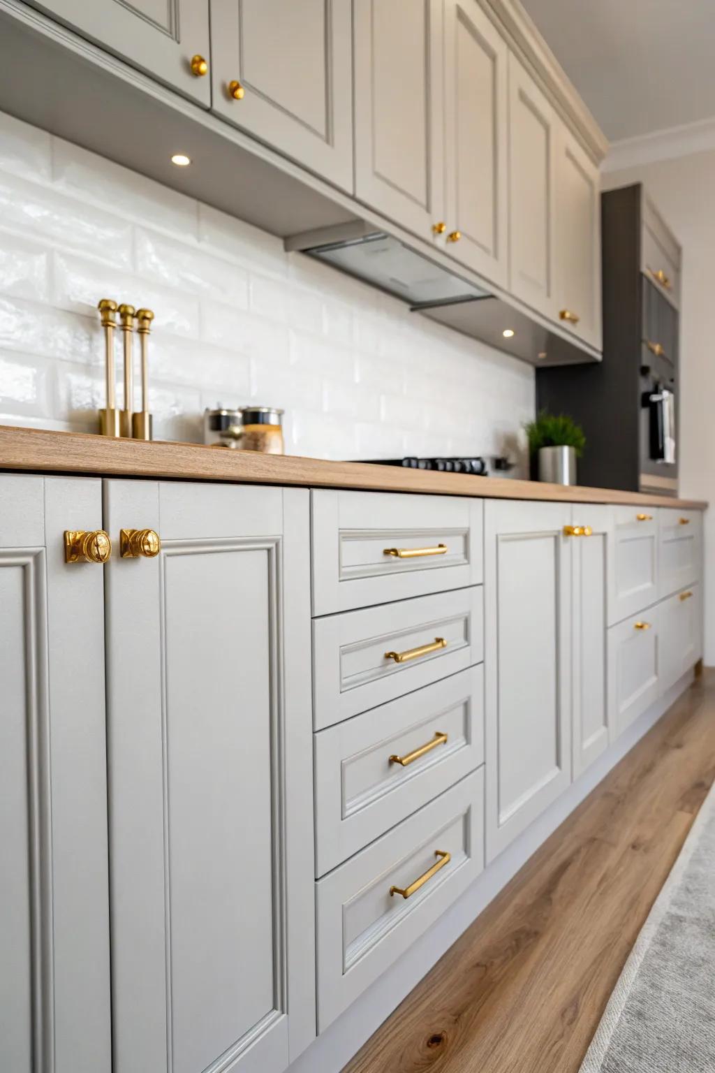 Gold fixtures infuse elegance and luxury.