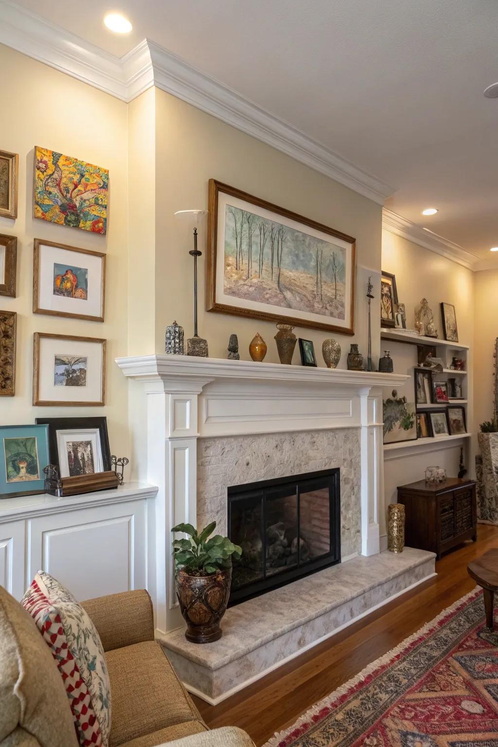 Turn crown molding into an art display ledge.