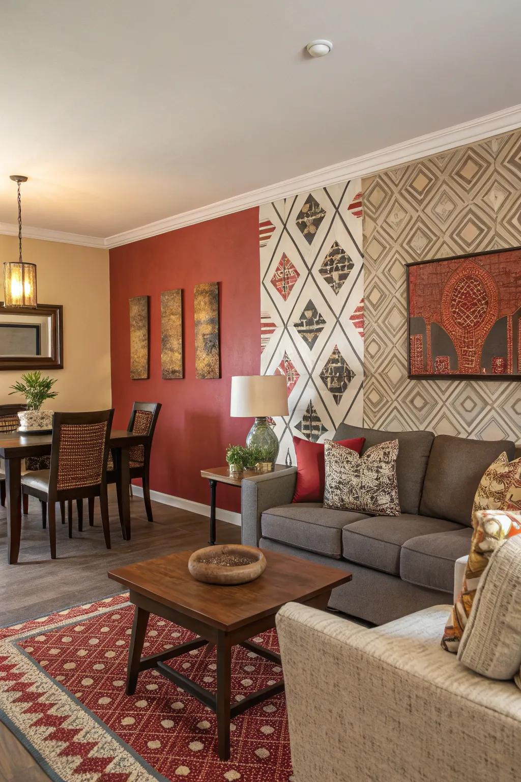 An emphasized wall draws attention, adding depth and character.