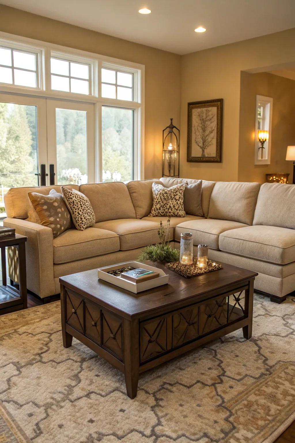 A thoughtfully selected coffee table complements and elevates your sectional.