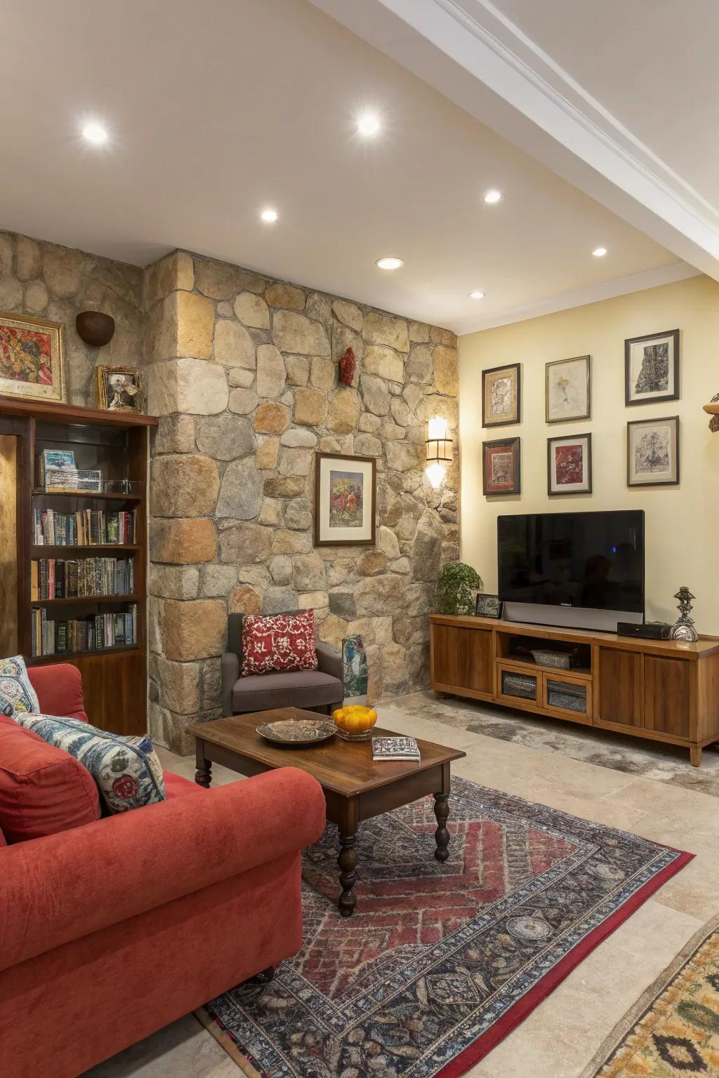 A diverse blend of stones makes a dynamic and customized space.