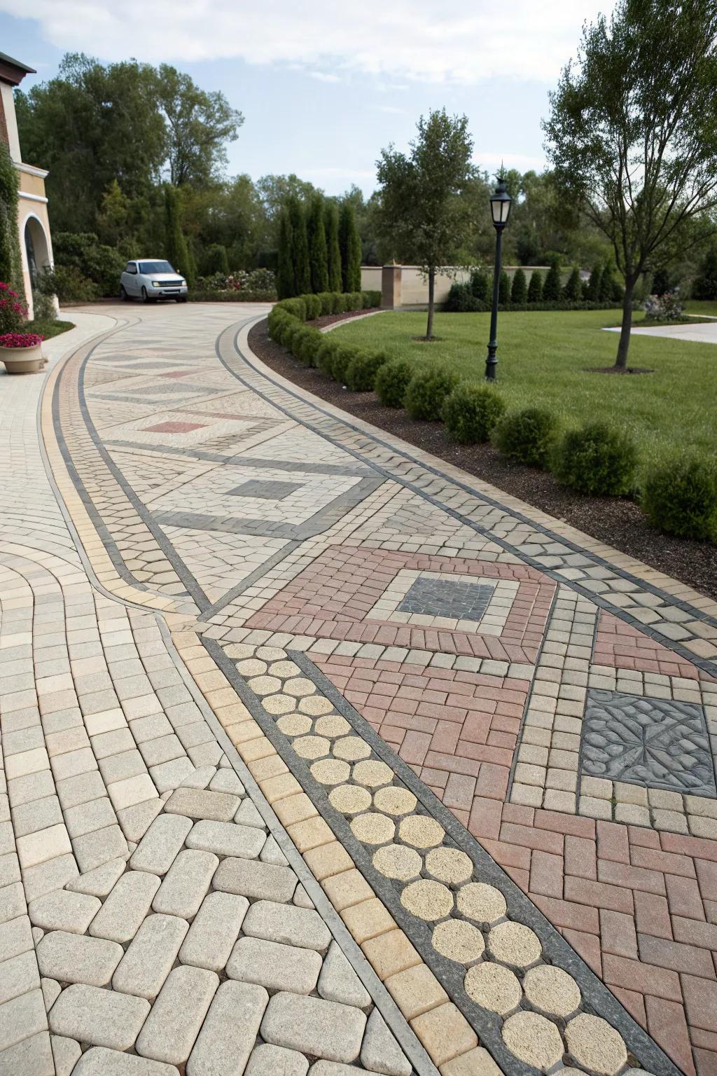 Intricate paving patterns provide a unique artistic touch.