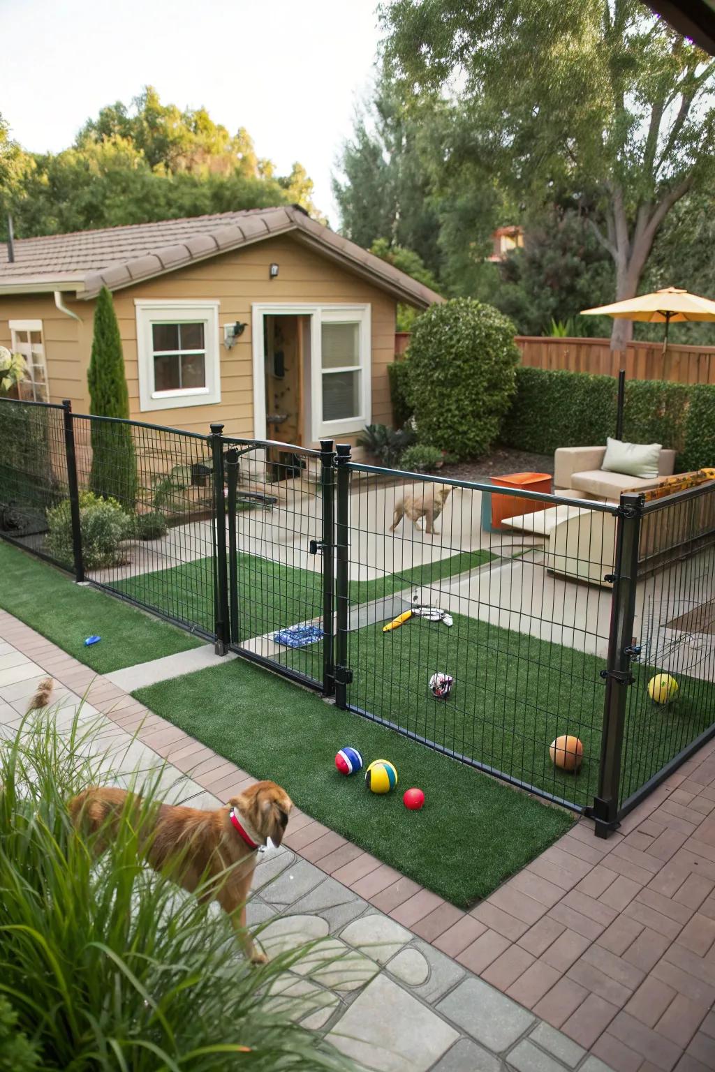 A practical canine pathway preserving the allure of the yard.