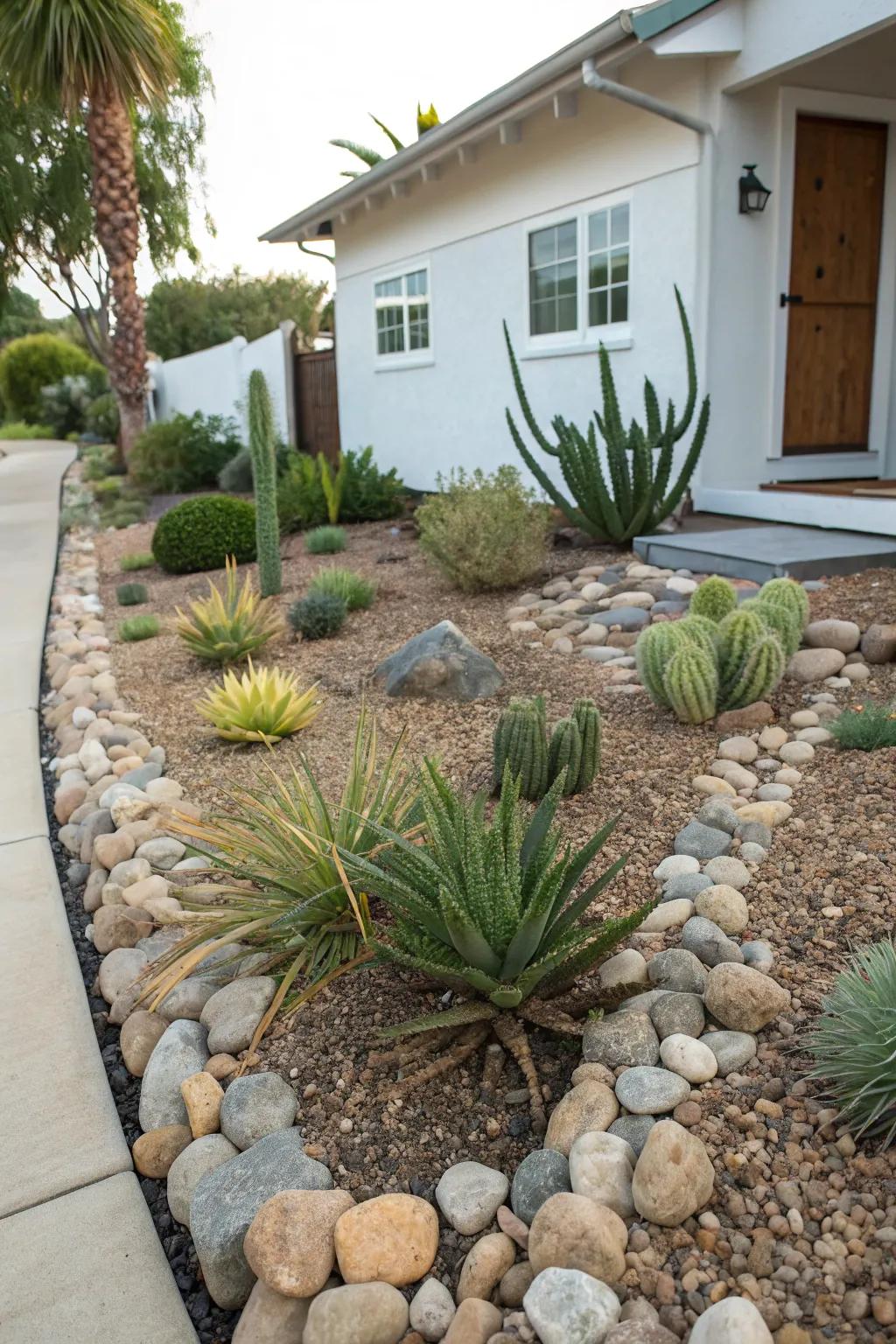 Go for pebble stones as a stylish and sustainable lawn substitute.