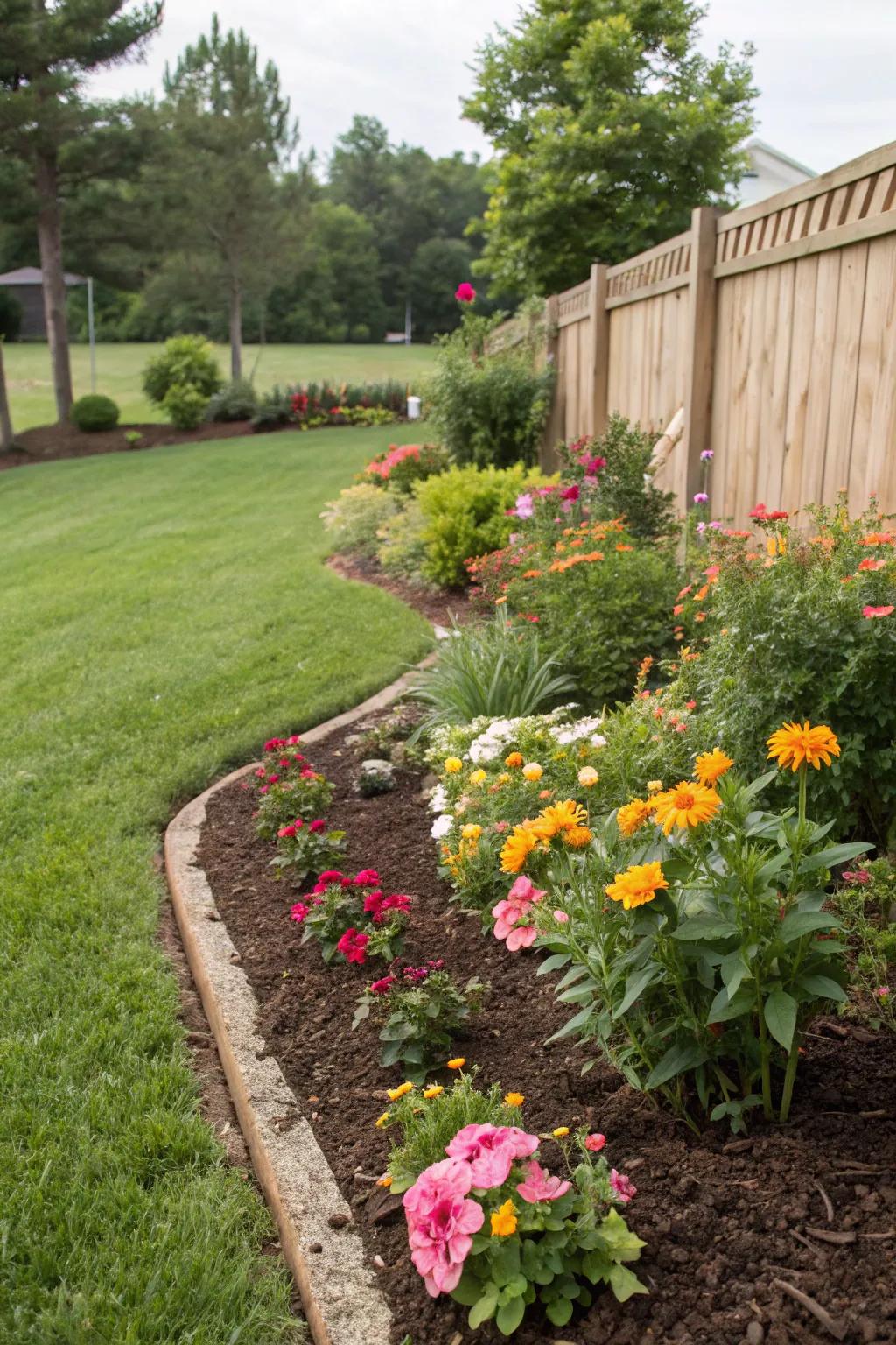 Mulch sustains your garden tidily and minimizes maintenance.