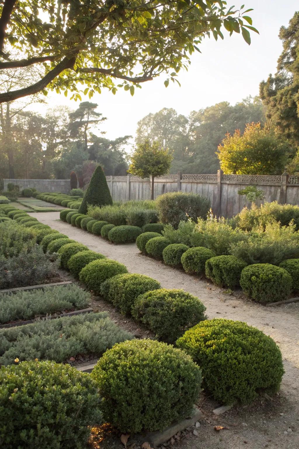 Low-growing shrubs offer easy-care elegance.