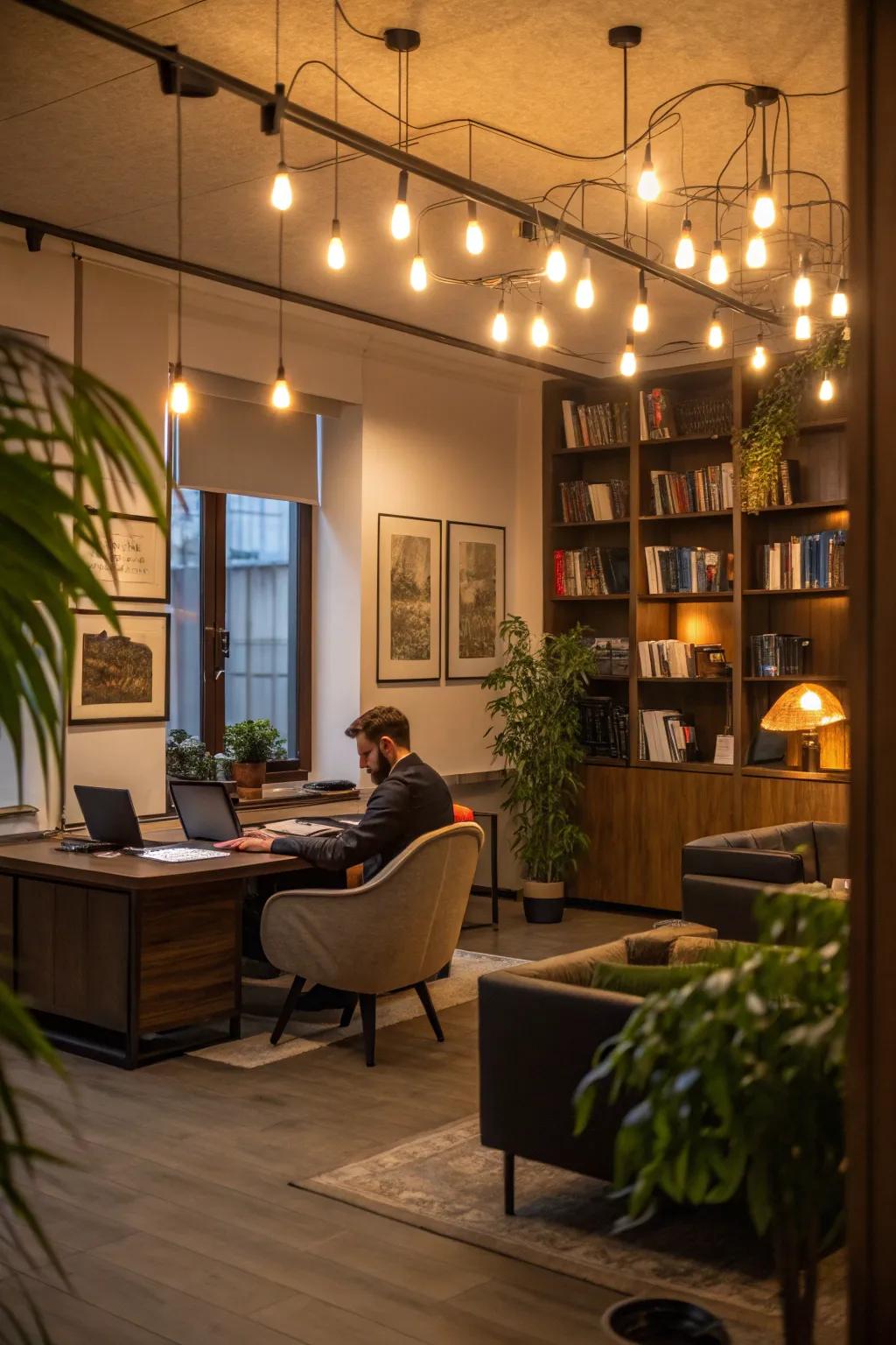 Surrounding illumination improves the mood and enhances your office’s practicality.