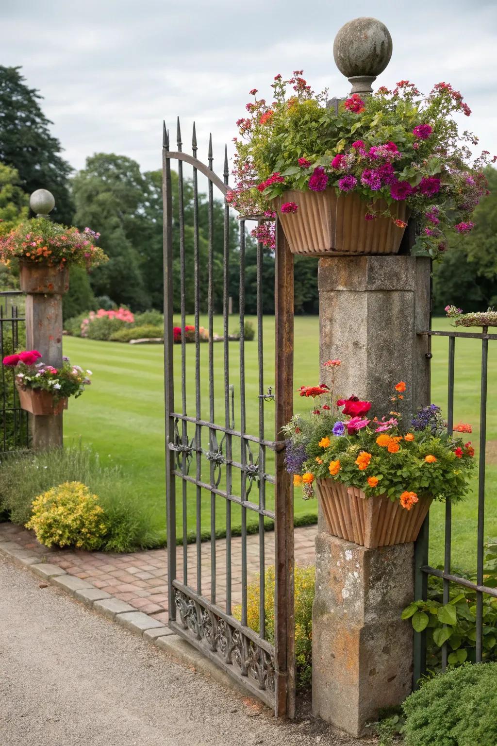 Doors incorporating planters fashion a vibrant, green entry.