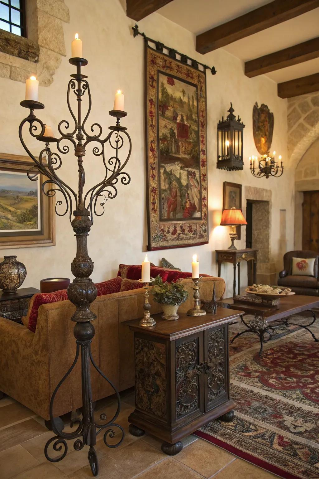 Medieval decor adds historical grandeur.