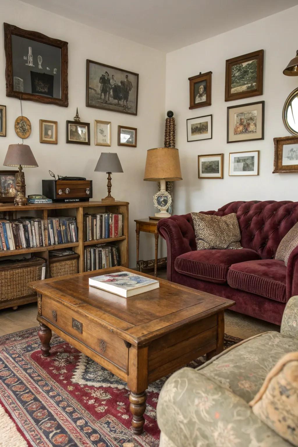 Vintage pieces add character and charm to this modern lodge.