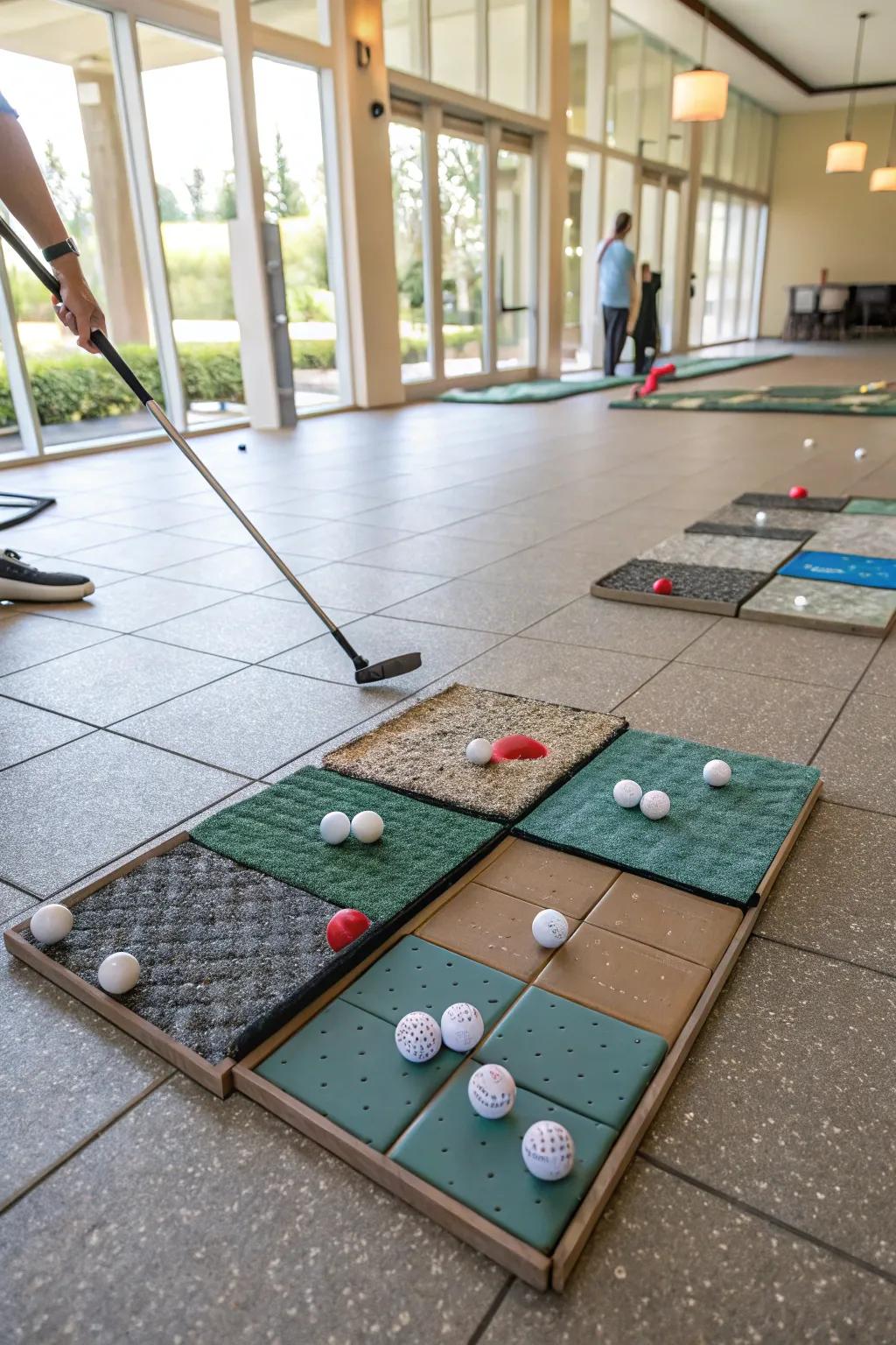 Aim for ceiling tile targets on the floor.