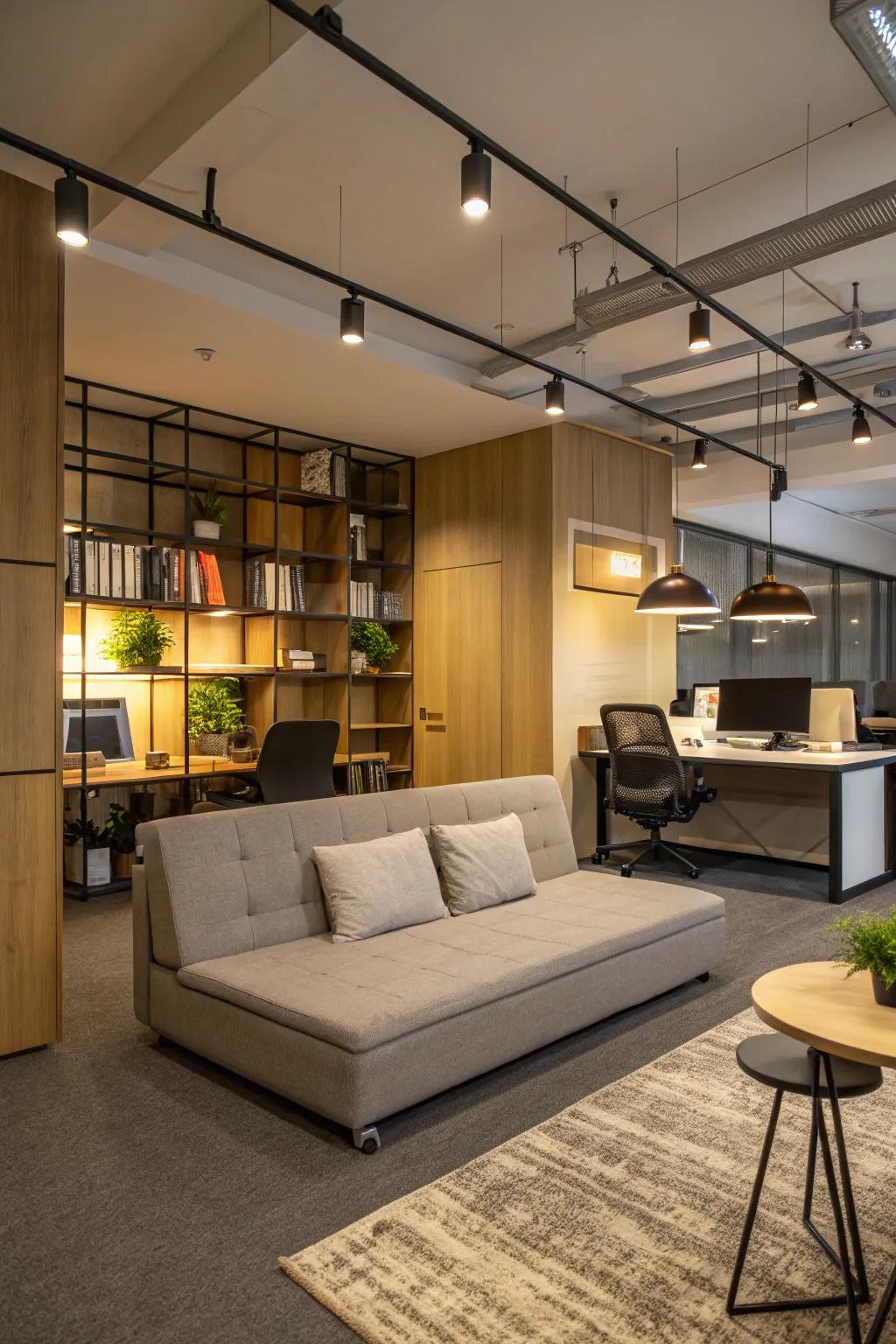 Inventive illumination transforms the office vibe.