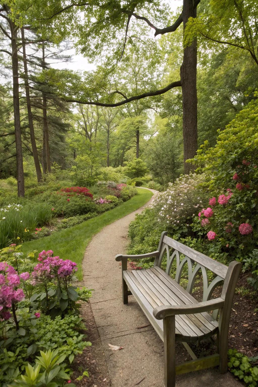 Backless bench for an open and flexible garden seating option.
