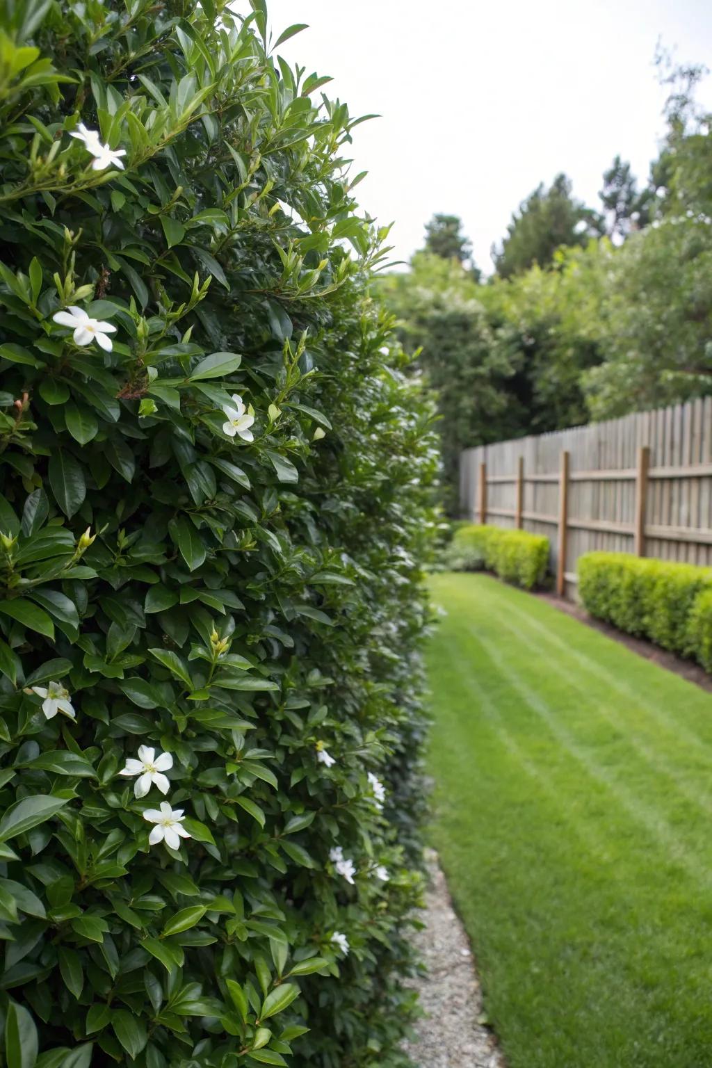 A dense gardenia bush providing solitude and fragrance.