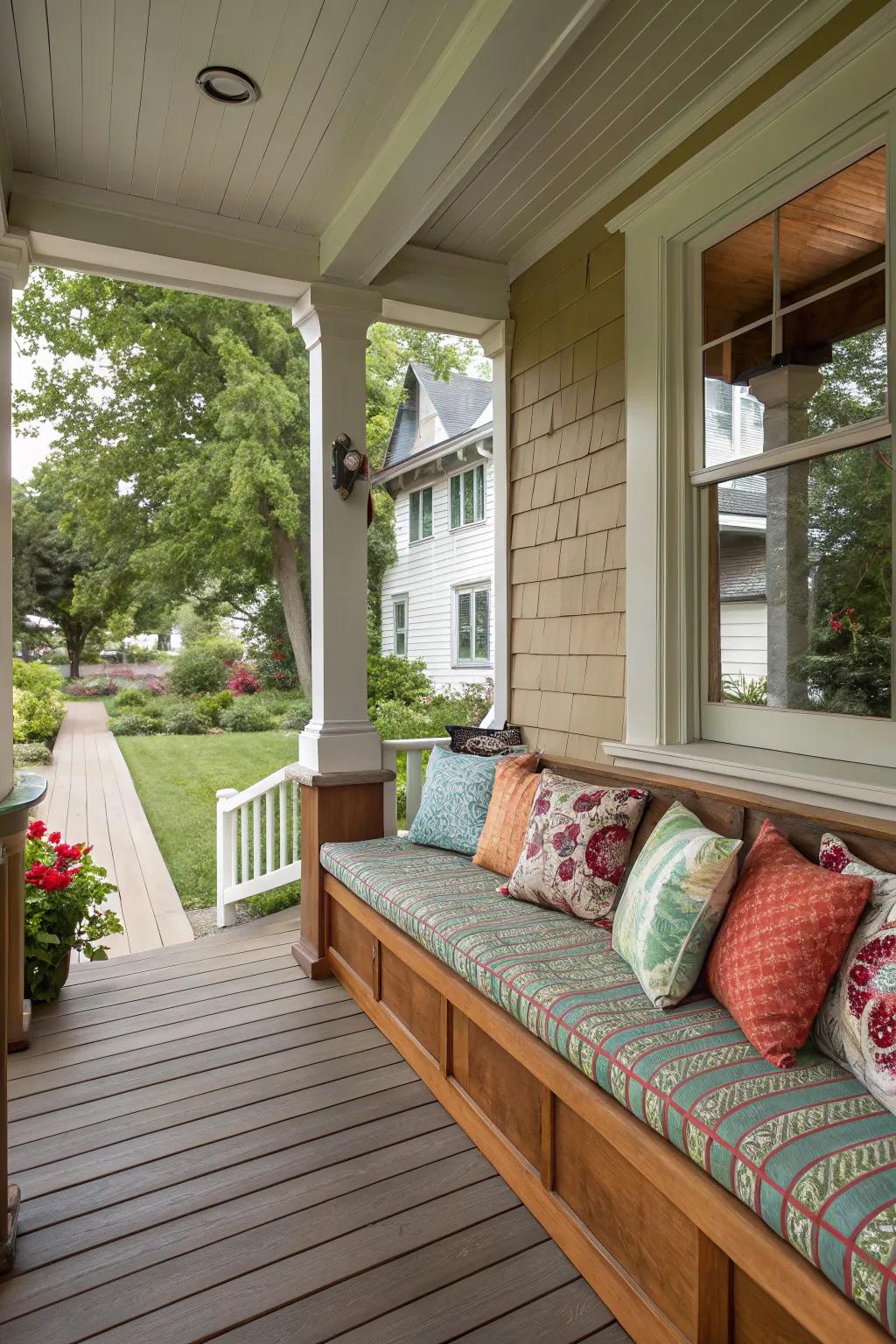 Built-in seating efficiently uses space while providing comfort.