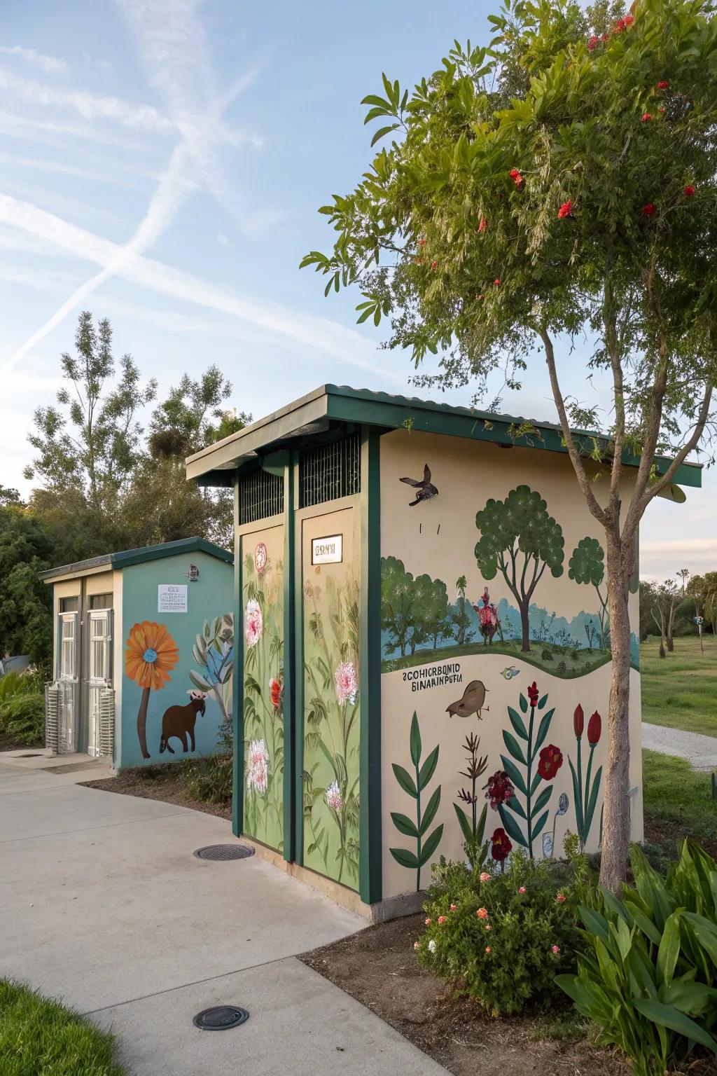 Art adds depth and character to outdoor restrooms.