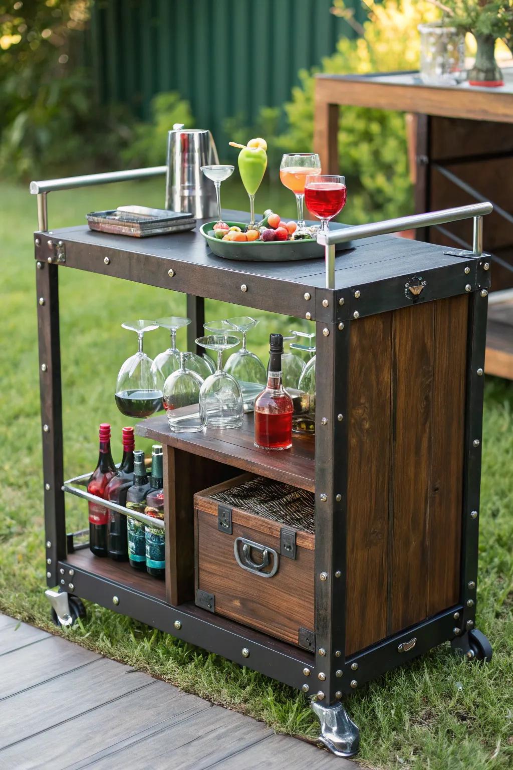 Elevate your game day with a stylish portable bar cart – the perfect blend of function and flair.