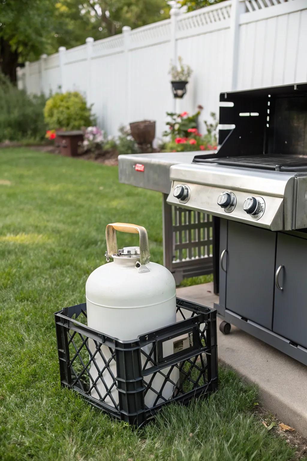 A practical solution for keeping propane tanks in place.